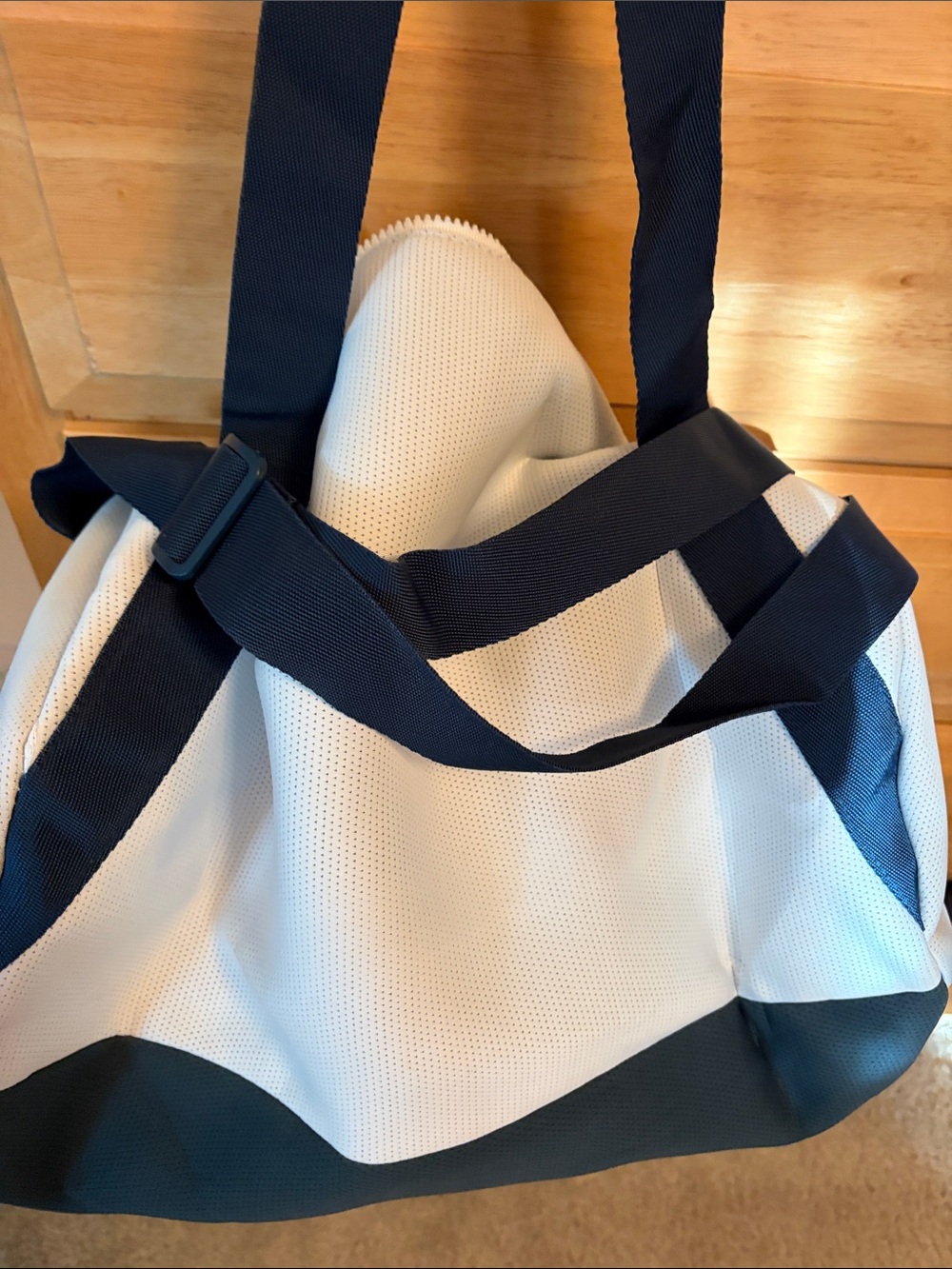 Benefit Two-Tone White and Teal Cityscape Tote - Picture 3 of 3